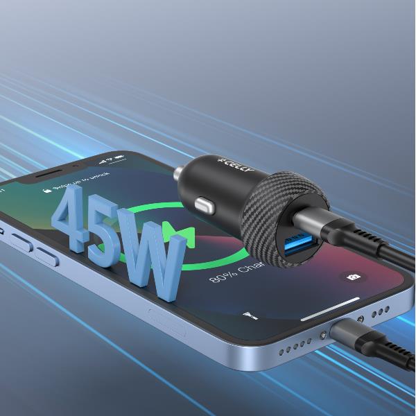 Celly CAR CHARGER USB-C USB-A 45W